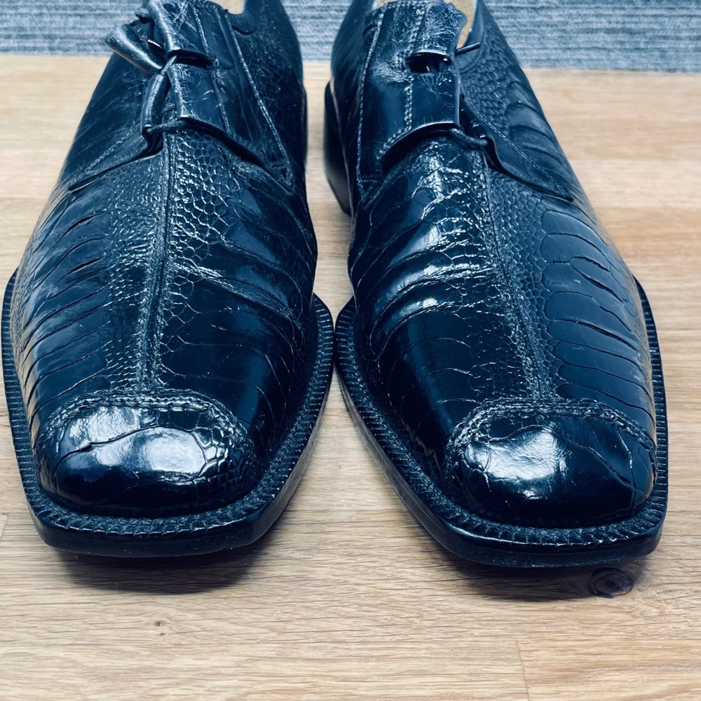 Belvedere Florence Dress Shoes Men 10 M Black Genuine Ostrich Leg Leather Italy - Picture 11 of 12